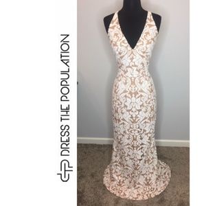 NWT! Sequin Mermaid Deep V-Neck Long Dress